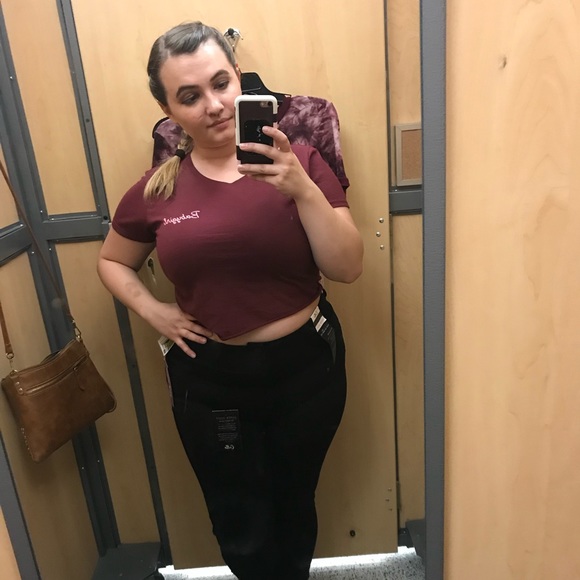 3/$15!  Burgundy Babygirl Crop Top - Picture 4 of 4